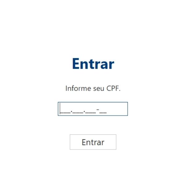 Tela de cadastro do primeiro registro Pessoa Física